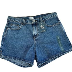 CALVIN KLEIN Omega Side Slit Double Stone Wash NEW Blue Jean Shorts 10